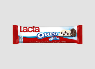 Λευκή μπάρα Lacta με μπισκότα Oreo