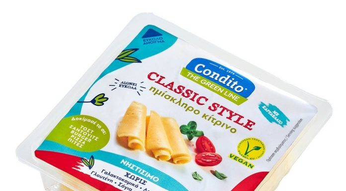 Vegan ημίσκληρο τυρί σε φέτες από την Condito